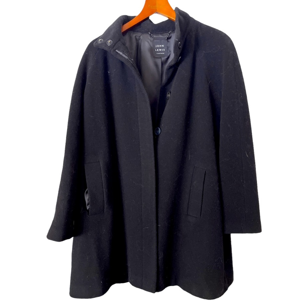 John Lewis & Partners Wool Cashmere Men’s Car Coat Black‎